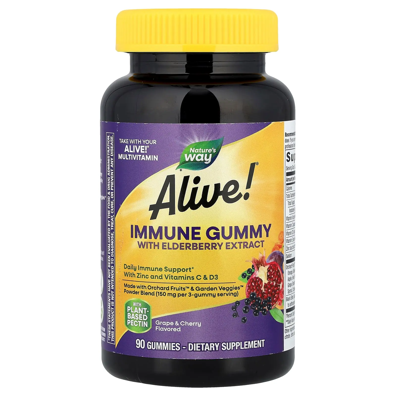 Nature's Way Alive!® Immune Gummy with Elderberry Extract, Grape & Cherry, 90 Gummies