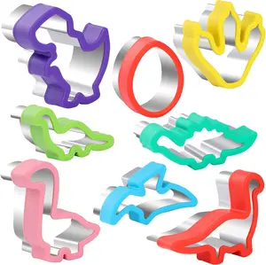 8 count Dinosaur Cookie cutters,Stainless Steel Sandwich Cutters Cookie Cutters Vegetable cutters for Baking, Bento Box and  Decoration Tools for Kitchen