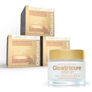 Cicatricure Gold Lift Day Cream, 3 Pack,  Anti Aging Face Moisturizer with SPF 30, Hydrating Skin Care with Gold, Calcium & Silicon to Lift and Tighten Face Contour, Hydrate, Moisture,  1.7 Ounce each - 3 Pack