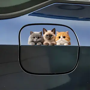 Cute Cat Car Window Sticker, Removable Static Adhesive Vinyl, Sunshade Decal for Glass, Cartoon Animal Car Decoration, No Glue Needed