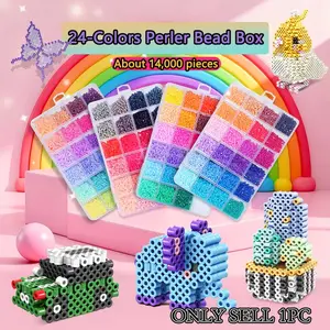 Creative DIY Handmade Bead Fusion Set, Bead Mix, 24 Color Melt Beads Palette Supplement Pack, High Frequency Base Colors, Perfect for Art Crafts, Beading Making