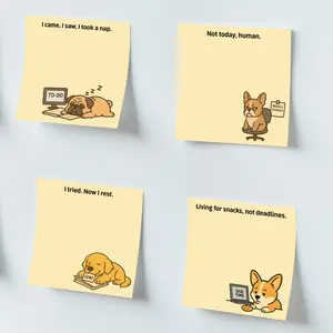 4pcs Funny & Cute Dog Sticky Notes 3x3 Inch 50 Sheets Funny Office Note Pads Adhesive Funny Sticky Notes for School Office Home Supplies Students Teachers Gift