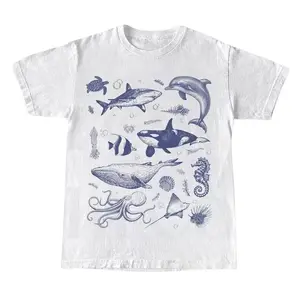 Sea Creatures Vintage Shirt, 90s Tattoo Sea Animal Tshirt, Whale, Orca, Ocean Sealife, Turtle, Dolphin Shirt, Nature, Unisex Adult Tee Top Womenswear
