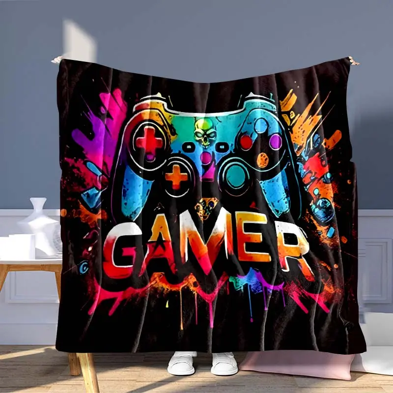 Game Print Flannel Weave Soft Throw Blanket - Breathable, Multi-Size, 1-Count, Warm Home Decor Blanket for Home, Office Nap Use, Machine Washable