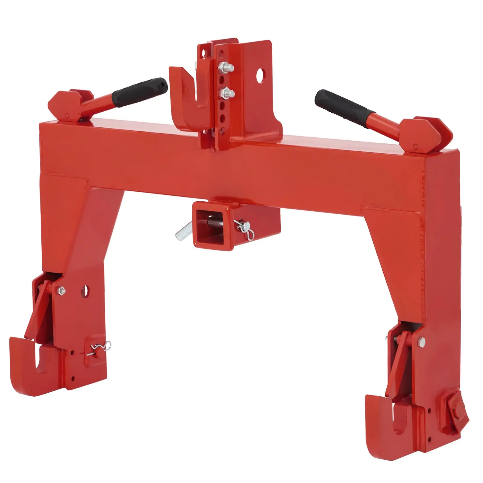 Gaomon Industrial 3-Point Quick Hitch with 2" Rear Mount Receiver Hitch, Category 1 Adaptation, 3000LBS Lift Capacity, 5-Level Adjustable Pins, Triangular Reinforcing Rib Design, Heavy Steel Construction, Red