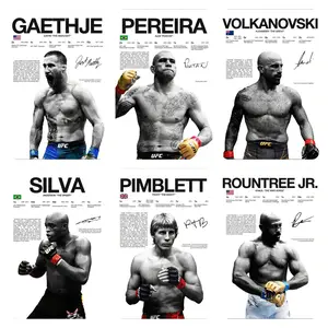 UFC Legendary Fighters Canvas Print, Gaethje, Pereira, Volkanovski, Silva, Pimblett, Rountree Jr Signed Style Wall Art, Decor for Living Room, Gym, Bedroom, Dorm, Office, Home Bar, Game Room, Garage