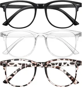 2026  glasses Eyewear 3 Pack Blue Light Blocking Glasses for Women Men Round Computer Glasses Anti Eye Strain UV Glare Gaming Glasses with 4.0 Upgraded 8-Layer Coating HD Lenses and Ergonomic Design unisex fashion frame glass