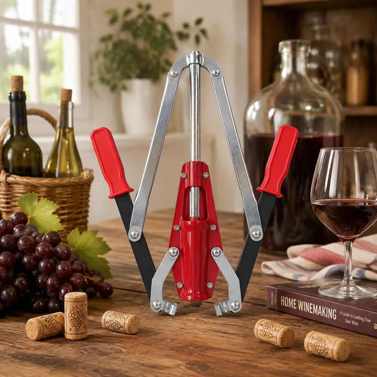Best Manual Wine Corker Kit: Durable Aluminum Wine Cork Inserting Tool, Gift for Wine Lovers,Red Wine Bottle Corking Tool: Lever Action Corkscrew Press, Fits All Standard Bottles
