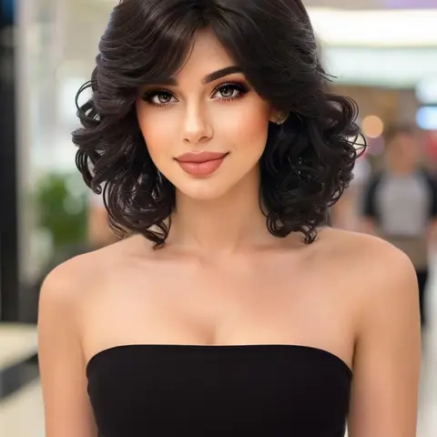 12 Inch Bouncy Curly Wig with Bangs, Natural Look, Heat Resistant, Comfortable Fit, Easy to Style, Perfect for Various Hairstyles, Synthetic Curly Wigs, Curly Bob Wigs, Synthetic Material Wigs
