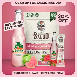 Salud x Jarritos 2-in-1 [Hydration & Immunity - Guava] Electrolytes Powder, Agua Fresca Drink Mix, Elderberry, Dairy & Soy Free, Non-GMO, Gluten Free, Vegan, 1g Sugar (15 Servings)
