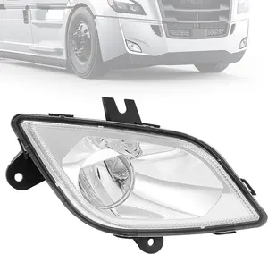 HECASA Front Right Full LED Fog Light Compatible with 2018-2024 Freightliner Cascadia Front Bumper Fog Light Lamp DRL Clear Lens Chrome Housing Passenger Side Replacement for A6603653003