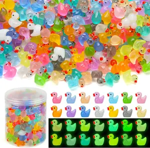 240pcs Luminous Mini Resin Ducks, Tiny Animals Bulk Glow in The Dark Small Plastic Miniature Ducks Figures