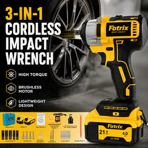1/2-in Cordless Brushless Impact Wrench 3-in-1 Set, 21V 4.0Ah Lithium Battery, Stand-Mounted Fast Charger, Voltage Settings, Drill Bits, LED Lighting, ABS Drop-Resistant Housing, Cordless Drill Driver, Car Tools for Car Tire Bearings, Home DIY