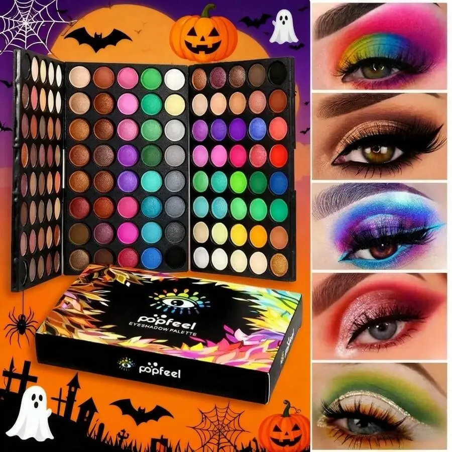 120 Colors Metallic Eyeshadow Palette Set, Long-Lasting & Non-Smudging, Perfect Eye Makeup Products, Beginner Friendly, Ideal Gift for Girls, Halloween, Christmas