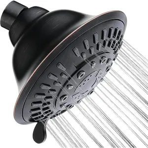 High Pressure Rain Shower Head Fixed Shower Head with 5 Spray Settings, Adjustable Angle and Anti-Clog Nozzles, Oil Rubbed Bronze