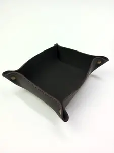 Leather Valet Tray for Men Jewelry Organizer, Desktop Storage,Key Wallets Cell Phones Catchall Tray with Brass Snaps. Boxes Gift