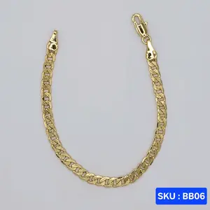 Baby Bracelet Cuban Link Diamond cut Style Laminated-Gold 6 Inches 4 Millimeters wide Jewelry Accessory SKU : BB06