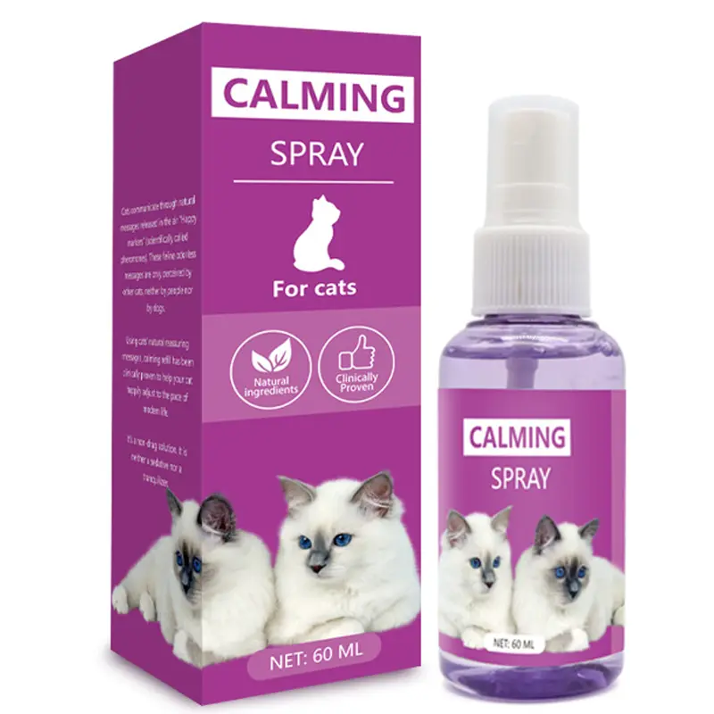60 ml Cat Calming Pheromone Spray, Portable Pet Supplies, 4-5 Hours Long-Lasting Calm, 50 Applications Diffuser Refill, Reduces Stress & Promotes Calmness, Compact Healthcare Accessory for Travel & Home Use