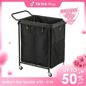 Laundry Basket with Wheels, Rolling Laundry Hamper, square Laundry Cart with Steel Frame and Removable Bag ,Organiser
