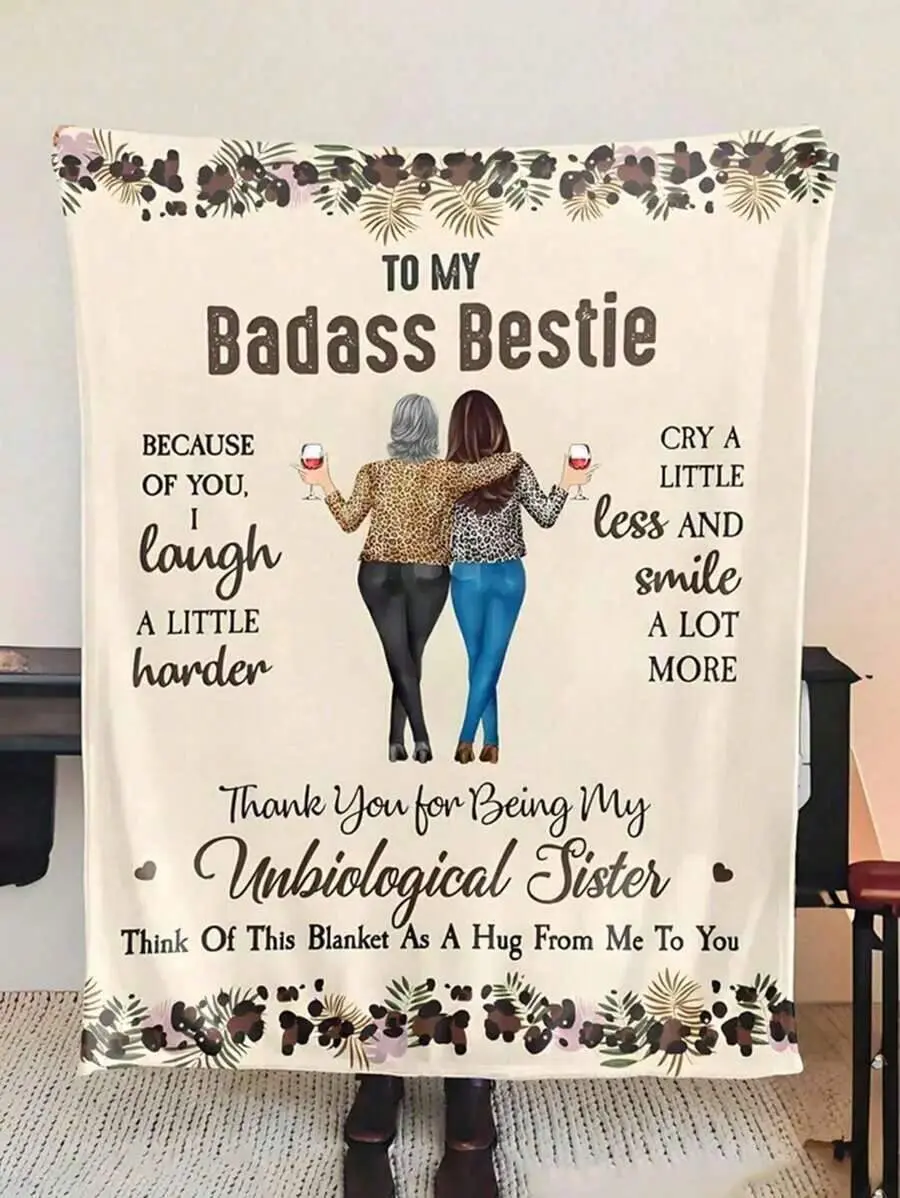 To My Bad- Bestie Blanket Thank You Friendship Gift Personalized Thank You For Being My Unbiological Sister Blanket Gift For Best Friend Sister Bestie Birthday Christmas Blanket Gift