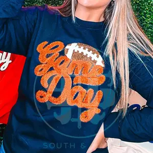 Orange Game Day Football Chenille Patch