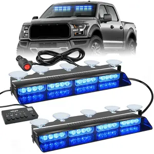 Nilight 32LED Blue Emergency Dash Strobe Lights with Controller Suction Cups