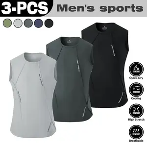 3pcs Men Casual Loose Sport Fitness Breathable Quick Dry T-shirt Short Sleeve