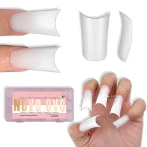 NOVO OVO Medium Duck Nail Tips Pure Color Milky White, Cloud Dancer Press On - 150Pcs 15 Sizes Soft Gel Full Cover Wide False Nails, Pre-Etched Artificial Extension Ideal for DIY Acrylic Y2K Manicure