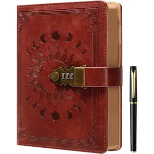 Lockable Journal for Women & MenPages Secret Diary with Lock for Girls, Vintage Edge Design, Refillable Leather Journal Writing Notebook, Size A5