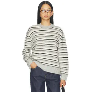 PISTOLA Hanna Variegated Stripe Sweater in Grey & White Stripe