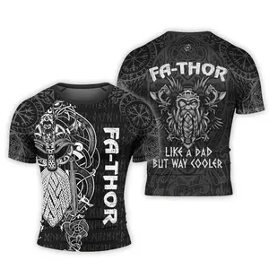Viking Fa-Thor Men's Rash Guard – Short Sleeve, Norse-Inspired Design, Perfect for Workout & Adventure, Great Gift for Viking Fans