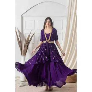 Lush Purple and Golden Indo-western Dress