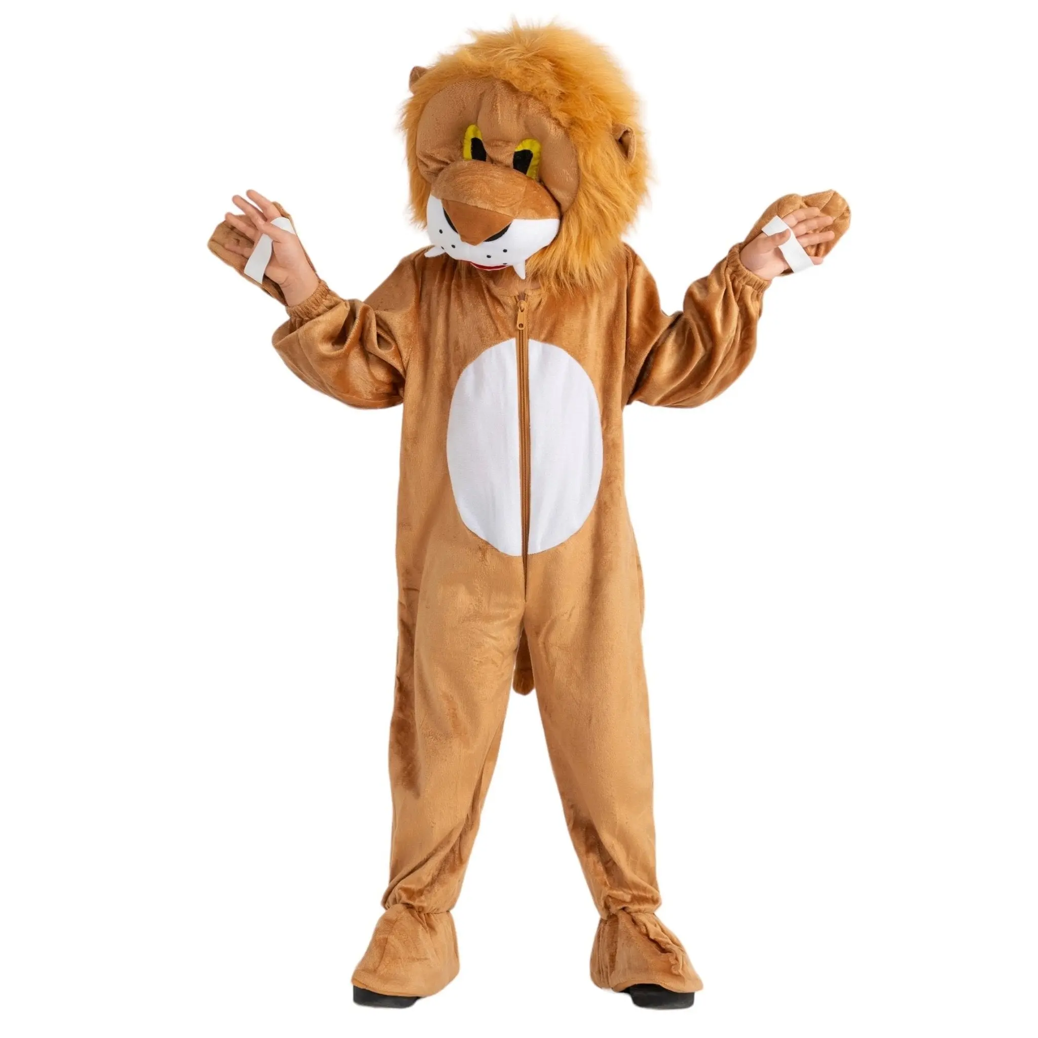 Lion Mascot Costume For Kids - Jumpsuit with Head Mask ,Hand and Shoe Covers -  Perfect for Halloween, Animal Theme Party, School Play -  Cosplay Costume