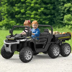 Garvee 24V 2-Seater Ride On Electric Dump Truck with Parent Remote Control, 4WD 6-Wheel UTV Style Dump Bed, Music Horn, ASTM/CPSIA Certified for Big Kids