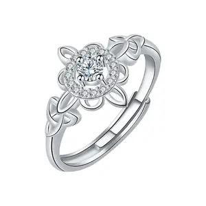 Zircon Celtic opening size adjustable ring women's fashion personality jewelry amulet couple gift suitable for party wedding