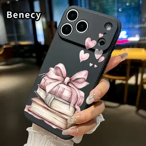 Straight Edge TPU Phone Case for iPhone 17 15 16 14 Pro Max 13 12 11 XR XS Plus Air E Bookish Love Dream Pattern Drop Protection Shockproof Soft Liquid Silicone Smartphone Cover