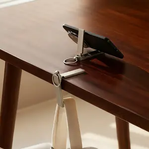 Purse Hook for Table, Instant Bag Purse Hook Hanger Holder for Table Desk Folding Handbag Table Hook Hanger for Women Mobile Phone Stand Holder(Platinum)