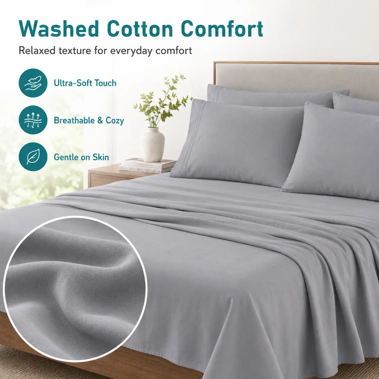 Extra Deep Pocket Bamboo Sheets - 4 Pcs Breathable & Cooling Bed Sheet Set, Breathable & Moisture Wicking, Hotel Luxury Fitted Soft Wrinkle-Free For Mattresses, Room Decor, Full/Queen/King Size Pillowcase Sets, Bedsheet Sets, Breathable So