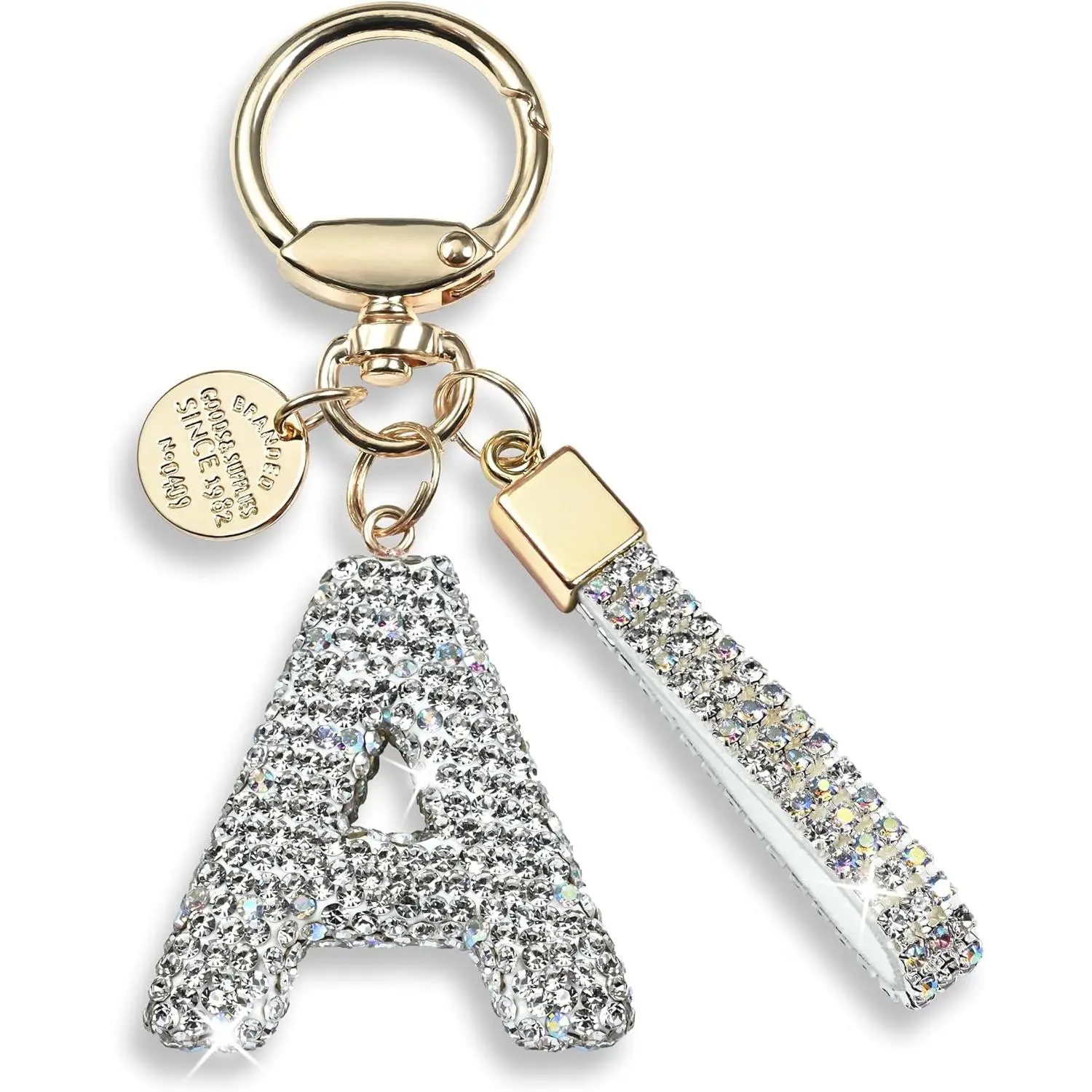Women's Customized Glitter Bling Initial Letter Keychain with Lanyard - Glamorous Birthday Gift Ideas for Friends, Backpack, Car Key, Mobile Phone Selfie Use, Christmas, Cute