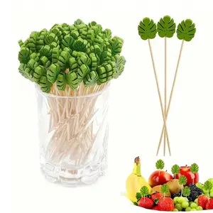10pcs Tropical Turtle & Bamboo Leaf Designs Picks, 10pcs 4.7 Inch Appetizer Sandwich Fruit Decorations, Perfect for Parties Birthdays Weddings Clubs
