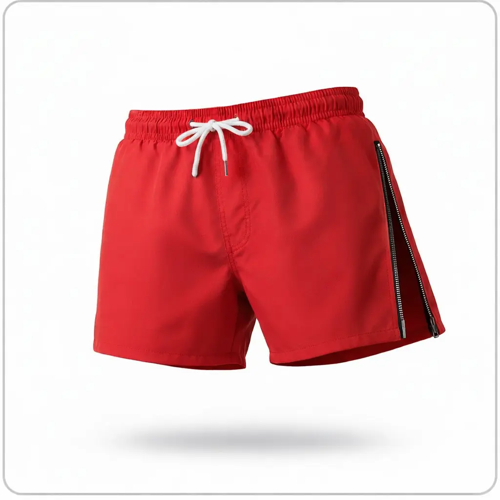 Men’s High‑Split Zipper Quick‑Dry Sports Shorts