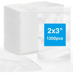 1200pcs 2 x 3 Clear Zip Bag, Small Plastic Jewelry Bags, 2 mil Thick Small Baggies, Resealable Zipper Bag, Storage Baggies for Daily Vitamin, Jewelry, Candy