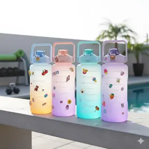 2000ml Large Sports Water Bottle with Time Marker, Portable Hydration for Fitness Outdoor Travel, Smart Water Tracker & Motivational Drink Reminder, Ideal Workplace Gift for Men Women