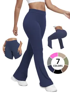 Women's High Waist Wide Leg Yoga Pants, Four Pockets Design, Comfortable Tummy Control, Perfect for Fitness & Daily Wear, Athleisure Style Bottoms