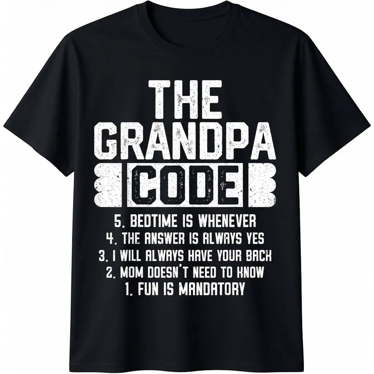 Men's Grandpa Code Graphic T-Shirt, 100% Cotton Round Neck Short Sleeve Casual Streetwear, Funny Fashion Gift for Father's Day, Tshirt