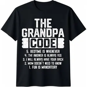 100% Cotton The Grandpa Code Cool Grandfather Joke Fathers Day Funny T-Shirt