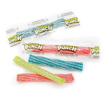 Sour Punch Twists, Sour Candy 6" Individually Wrapped Chewy Candy, 4 Assorted Fruity Flavors
