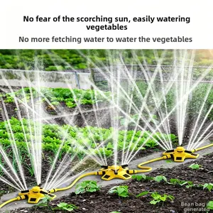 6-Piece Lawn Sprinkler Set, Automatic Watering System, 360° Rotating Garden Irrigation, Adjustable Arm, Plastic Material, Multi-Angle Rotation