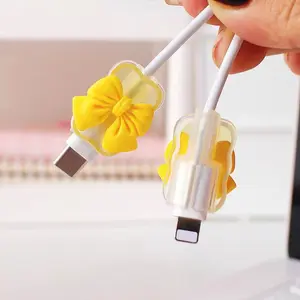 Butterfly Knot Phone Charger Cable Protector Set, Durable Tpu Material, Ideal for Mobile Charging Cables, Pack of 2