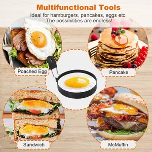 Large 3.5" Nonstick Egg Rings Set of 3, Round Crumpet Ring Mold Shaper for English Muffins Pancake Cooking Griddle - Portable Grill Accessories for Camping Indoor Breakfast Sandwich Burger: Home & Kitchen
